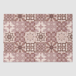 ニュートラル、ベージュ、赤、ピンク、モロッコタイル 薄葉紙