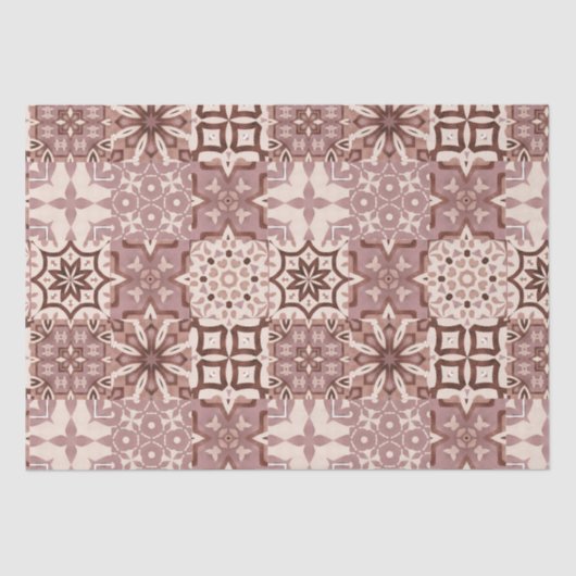 ニュートラル、ベージュ、赤、ピンク、モロッコタイル 薄葉紙 (正面)