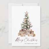 ニュートラル ボヘミアンクリスマス パイン ツリー グリーティング シーズンカード (正面)