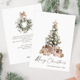 ニュートラル ボヘミアンクリスマス パイン ツリー グリーティング シーズンカード