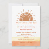 ニュートラル ボヘミア ここに息子がやってくる ベビーシャワー 招待状 (正面)