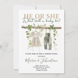 ニュートラル ボヘミア ベビー服 性別発表 招待状