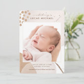 ニュートラル ボーホー 水彩写真 出生発表 招待状 (スタンド正面)