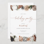 ニュートラル ボーホ ウィンター ホリデー パーティー 招待状 (正面/裏面)