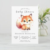 ニュートラル ミニマリスト フォックス ベビーシャワー 招待状 (スタンド正面)