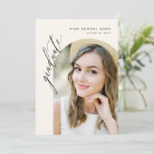 ニュートラル ミニマル アーチ フォト 卒業パーティ 招待状 (スタンド正面)