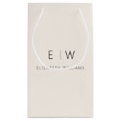 ニュートラル モダン ミニマル モノグラム ネーム スモールペーパーバッグ (裏面)