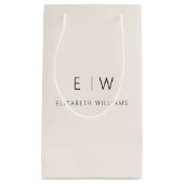 ニュートラル モダン ミニマル モノグラム ネーム スモールペーパーバッグ (正面)