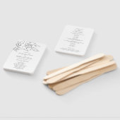 ニュートラル ラインアート フラワー エレガント ウェディングプログラム ハンドファン (組立なし)