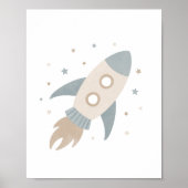 ニュートラル ロケット 船 外部宇宙 子供 部屋 インテリア ポスター (正面)