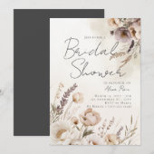 ニュートラル 水彩 フラワー シャワー 招待状 (正面/裏面)