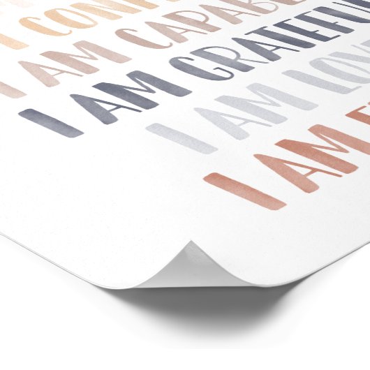 ニュートラル 私は 子供のためのアファメーション ポスター (角)