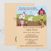 ニュートラル AAK アニマルエーカーズ ファーム アニマル ベイビーシャワー 招待状 (正面/裏面)