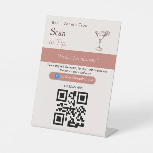 ニュートラル Scan to Tip QRコード サイン | Venmoチップ (正面)