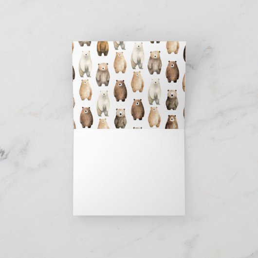 ニュートラルbearly待機テディベア赤ちゃんシャワー空白の サンキューカード (内部)