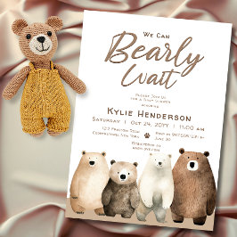 ニュートラルbearly待機テディベア赤ちゃんシャワー 招待状