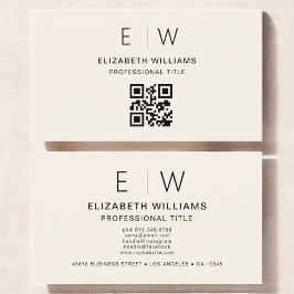 ニュートラルQRコードモノグラムミニマルモダンリスト 名刺