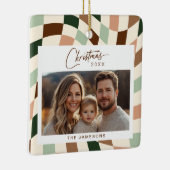 ニュートラ市松模様にルフォトクリスマス セラミックオーナメント (右)