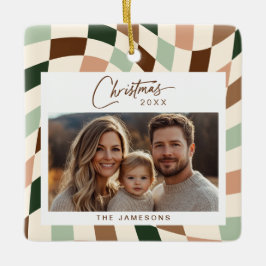 ニュートラ市松模様にルフォトクリスマス セラミックオーナメント
