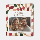 ニュートラ市松模様にルフォトクリスマス セラミックオーナメント (左)