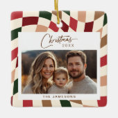 ニュートラ市松模様にルフォトクリスマス セラミックオーナメント (正面)