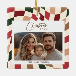 ニュートラ市松模様にルフォトクリスマス セラミックオーナメント