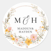 ニュートラ素朴ルボホフローラワイルドフラワー結婚ズ ラウンドシール (正面)