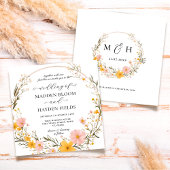 ニュートラ素朴ルボホフローラワイルドフラワー結婚ズ 招待状
