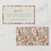 ニュートラ素朴ル自然フローラボーホーウェディングRSVP エンクロージャーカード (正面/裏面)