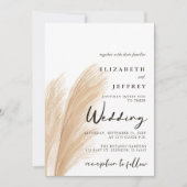 ニュートラ素朴ル自然ボホパンパスグラス結婚イン 招待状 (正面)