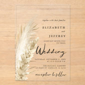 ニュートラ素朴ル自然ボホパンパスグラス結婚ズ アクリル招待状 (正面)