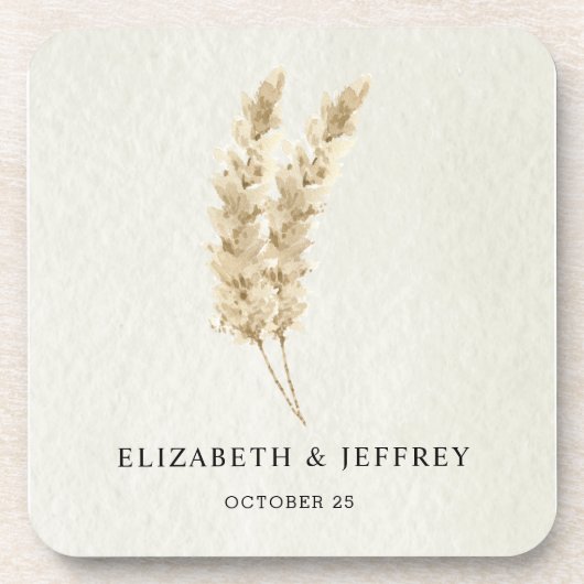 ニュートラ素朴ル自然ボホパンパスグラス結婚ズ コースター (正面)