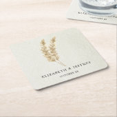 ニュートラ素朴ル自然ボホパンパスグラス結婚ズ スクエアペーパーコースター (アングル)