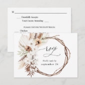 ニュートラ素朴ルBohoフローラと食事RSVP 3 出欠カード (正面/裏面)