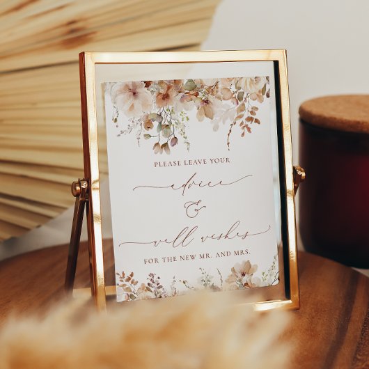 ニュートラ素朴ルBohoフローラアドバイスとウィッシュサイン ポスター