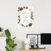 ニュートラ素朴ルBohoフローラウェルカムサイン ポスター (ホームオフィス)