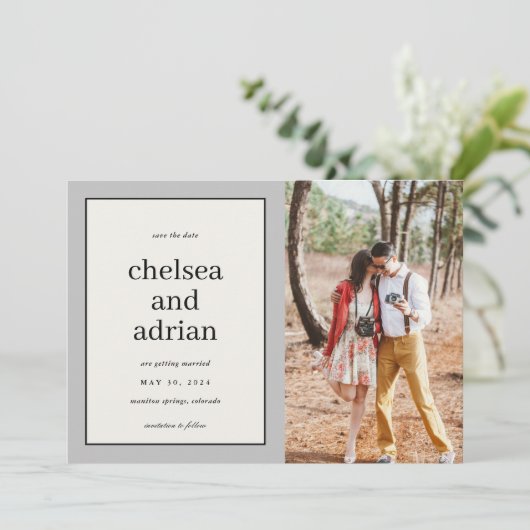 ニュートラ縁どルシンプルな写真日付の保存 セーブザデート (スタンド正面)