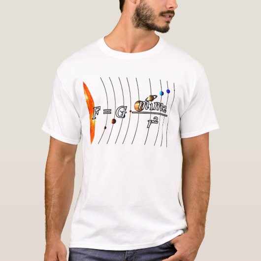 ニュートンの万有引力の法則 Tシャツ (正面)