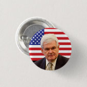 ニュート・ギングリッチ及び米国の旗 缶バッジ (正面&裏面)