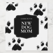 ニュードッグママギフトモダン白黒の足 ワインラベル (シングルラベル)