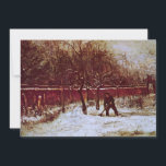 ニューネンの牧師館の庭（Vincent van Gogh）<br><div class="desc">雪のニューネンの牧師館の庭（Vincent van Gogh）は、ヴィンテージの美術ポスト印象主義の日常の生活を描いた人物画で、冬に雪をかぶった男が雪をシャベルで除けている。木々は葉を失っている。

画家について:
ヴィンセント・ウィレム・ファン・ゴッホは、荒々しい美しさ、感情的な誠実さ、鮮やかな色彩で最もよく知られるポスト印象主義の画家だった。</div>