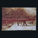 ニューネンの牧師館の庭(Vincent van Gogh) キッチンタオル<br><div class="desc">雪のニューネンの牧師館の庭(Vincent van Gogh) は、ポスト印象派の巨匠による、冬の日常を描いたヴィンテージの美術絵画である。木々は葉を失い、一人の男が雪をかぶった風景の中で雪をシャベルで除けている。
画家について:
ヴィンセント・ウィレム・ファン・ゴッホは、荒々しい美しさ、感情的な誠実さ、大胆な色彩で知られるポスト印象派の画家だった。</div>