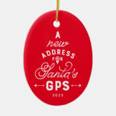 ニューハウスかわいい赤1枚の写真クリスマス セラミックオーナメント (正面)