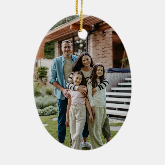 ニューハウスかわいい赤1枚の写真クリスマス セラミックオーナメント (裏面)