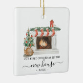 ニューハウスクリスマスオーナメントウォーターカラー暖炉 セラミックオーナメント (右)