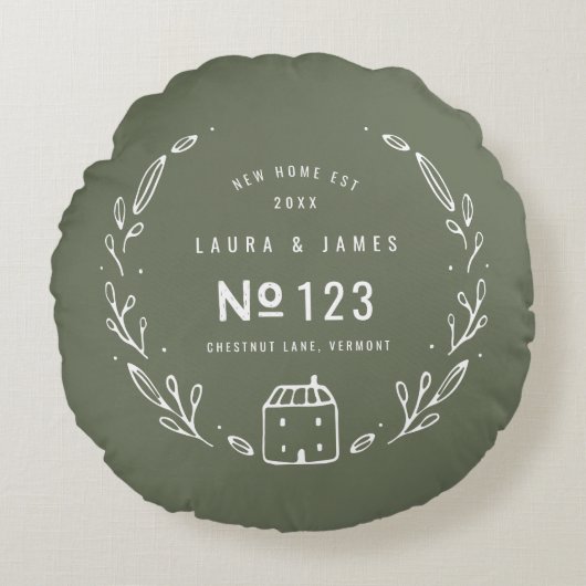 ニューハウスハンドドローフローラデザイン ラウンドクッション (正面)