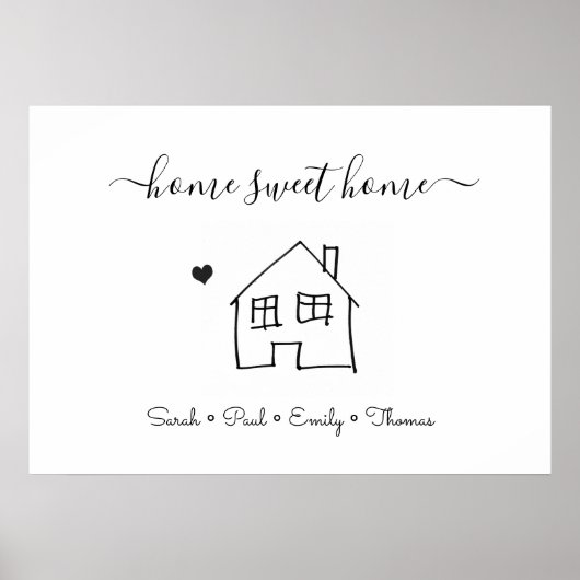 ニューハウスファミリーホームスイートホームカワイイ抽象芸術ファ ポスター (正面)