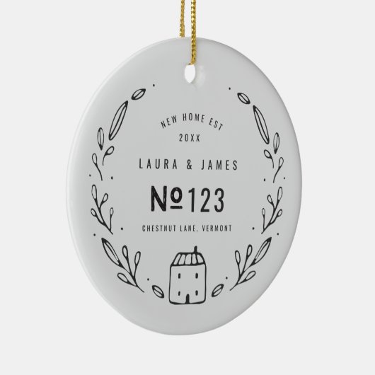 ニューハウス手描きフローラデザインクリスマス セラミックオーナメント (右)