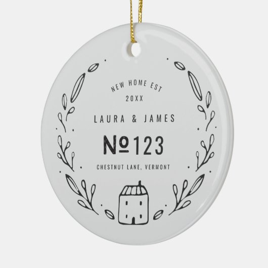 ニューハウス手描きフローラデザインクリスマス セラミックオーナメント (左)