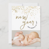 ニューハピネス！コンフェッティ 新年の小さな喜び 新生児の写真 案内状 (正面)